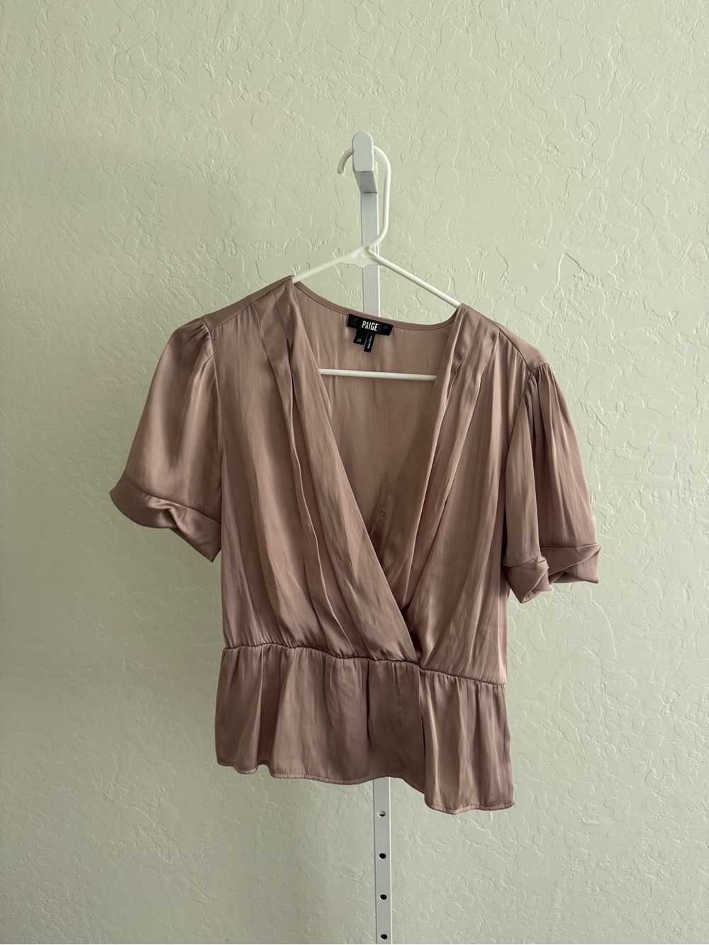 PAIGE Dusty Mauve Wrap Peplum Blouse